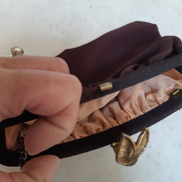 Small Vintage Fabric wristlet evening bag - Picture 5 of 9